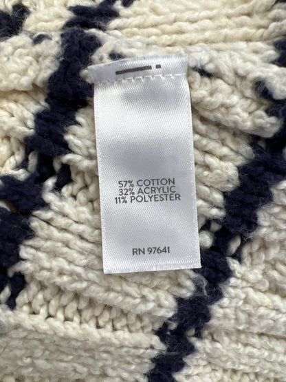 J.Jill Women’s Ivory/White Cable Knit Long Sleeve Sweater - M