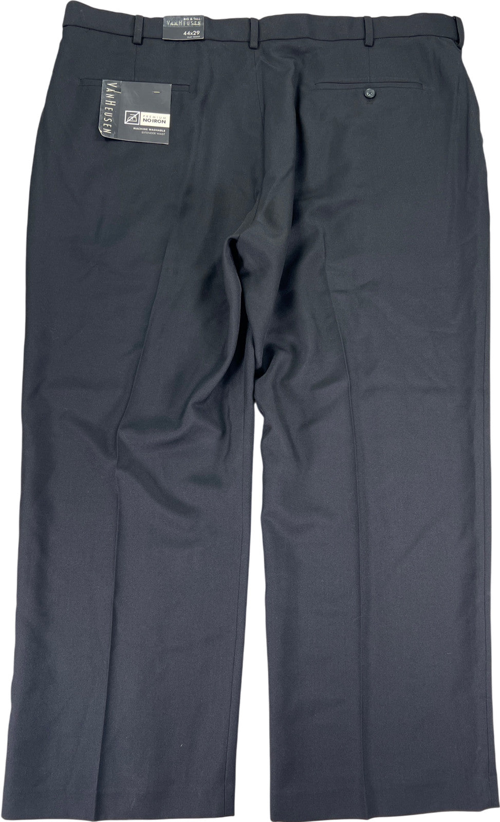 Van Heusen Men’s Black Flat Front Traveler Dress Pants - 44x29 Big and Tall