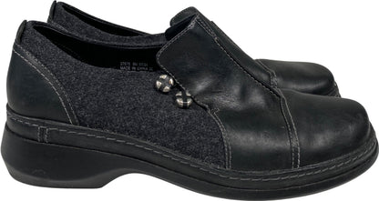 Clarks Women’s Black Leather Certina Ease Slip On Walking Shoes - 8