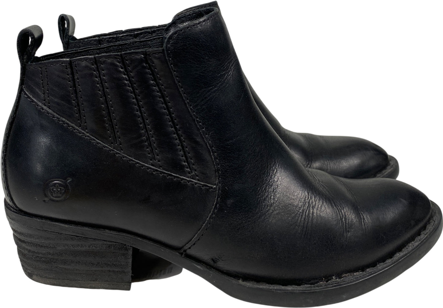 Born Women’s Black Leather Low Heeled Ankle Booties - 7.5