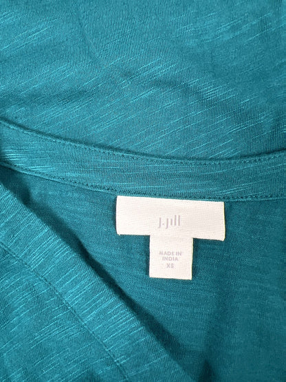 J.Jill Women’s Blue 3/4 Sleeve Button Front V-Neck Blouse - XS