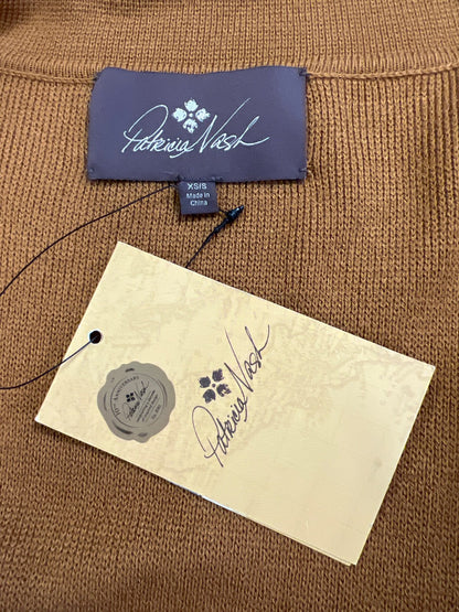 Patricia Nash Women’s Brown Woven Open Sleeve Cape Sweater - XS/S