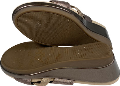 Anne Klein Women’s Bronze Metallic Peggy Wedge Sandals - 7