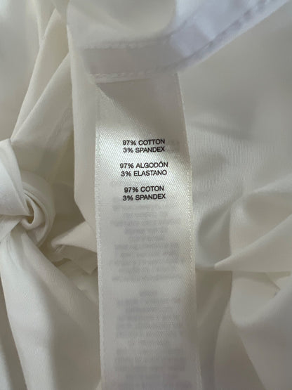 Chico’s Women’s White Long Sleeve Button Up No-Iron Tie Front Blouse - 1/US M