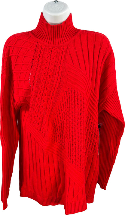 Jone New York Women’s Red Long Sleeve Cable Knit Sweater - L