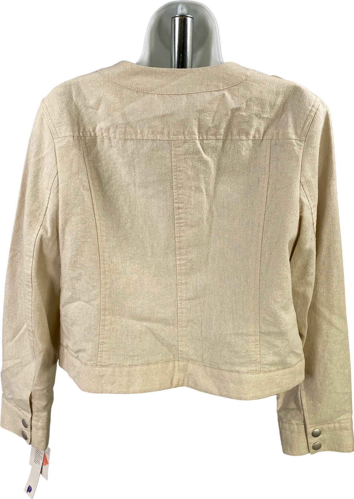 NEW Liz Claiborne Women’s Beige Metallic Long Sleeve Button Up Jacket - Petite L
