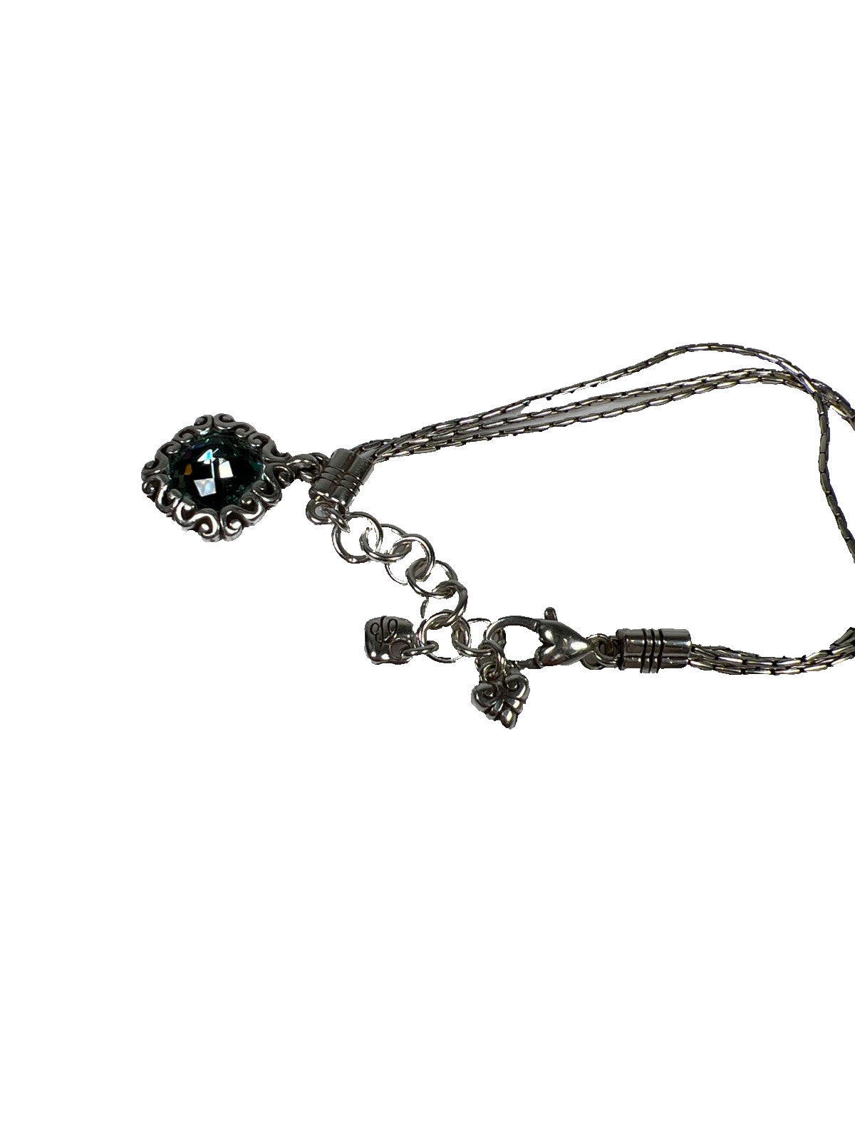 Brighton Silver Plated Danube Blue Three Chain Adjustable Bracelet