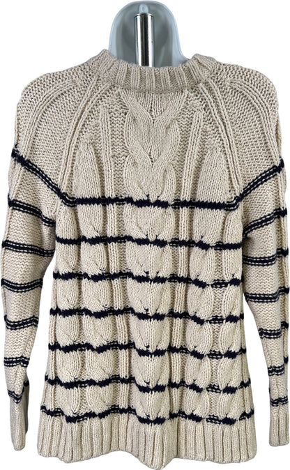 J.Jill Women’s Ivory/White Cable Knit Long Sleeve Sweater - M