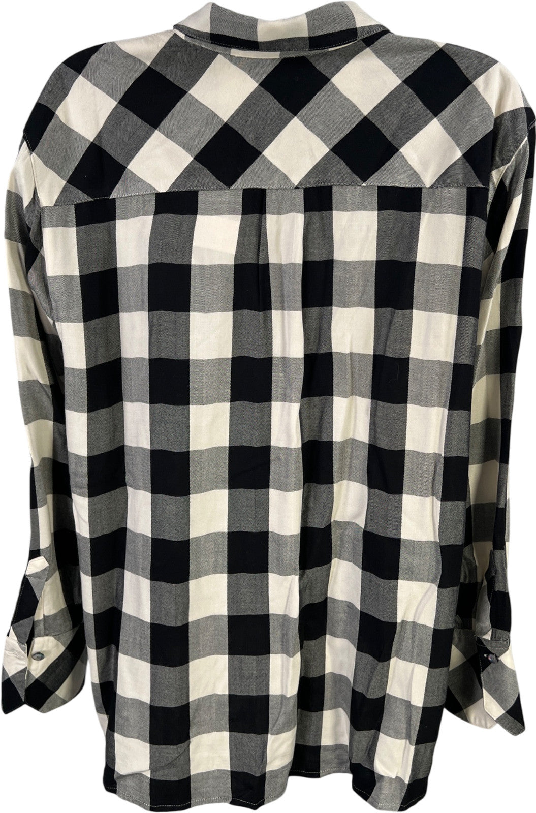J.Jill Women’s White/Black Plaid Long Sleeve Button Up Shirt - S