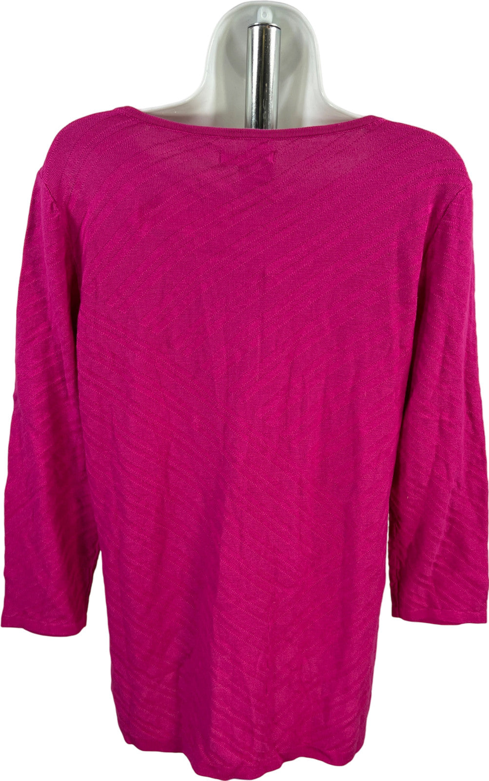 Dana Buchman Women’s Pink Magenta 3/4 Sleeve Cross Thin Knit Sweater - L