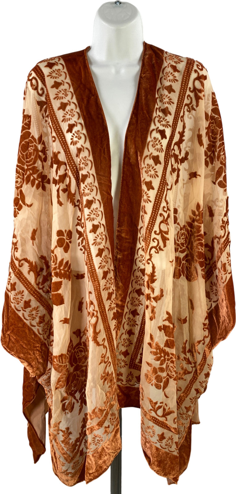 Torrid Women’s Light Brown Velvet/Mesh Long Ruana Top - Plus One Size