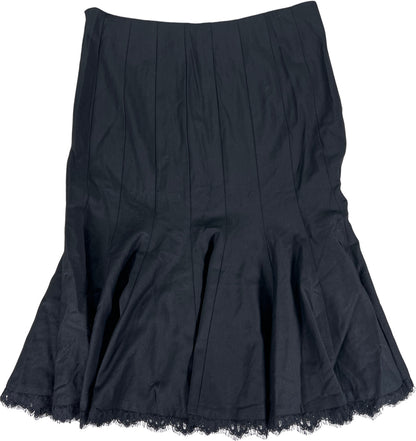 Bebe Women’s Black Lace Trim A-Line Side Zip Pleated Skirt - 8