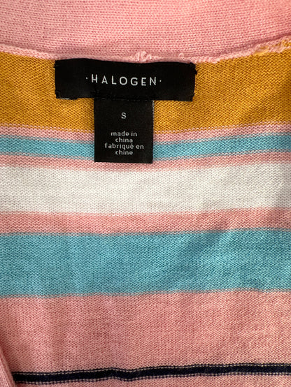 Halogen Women’s Pink Striped Thin Knit Long Sleeve Cardigan Sweater - S