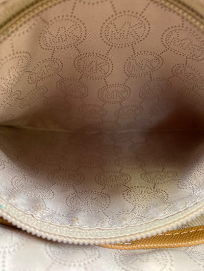 Michael Kors Women’s Beige/Brown Jet Set Signature Zip Close Crossbody Purse