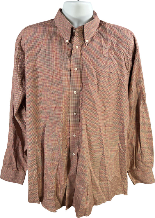 Jos A Bank Men’s Brown/Red Mini Houndstooth Long Sleeve Button Up Shirt - XL