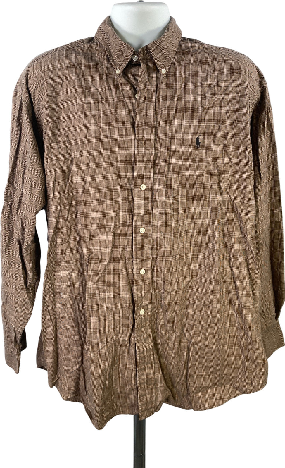 Ralph Lauren Men’s Brown Plaid Long Sleeve Button Up Shirt - XL