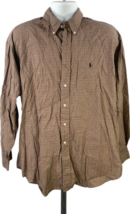 Ralph Lauren Men’s Brown Plaid Long Sleeve Button Up Shirt - XL