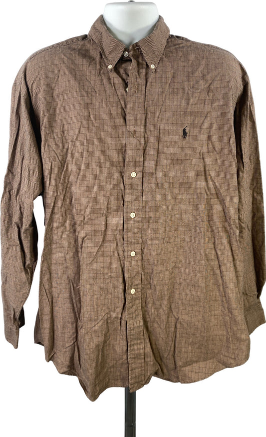 Ralph Lauren Men’s Brown Plaid Long Sleeve Button Up Shirt - XL