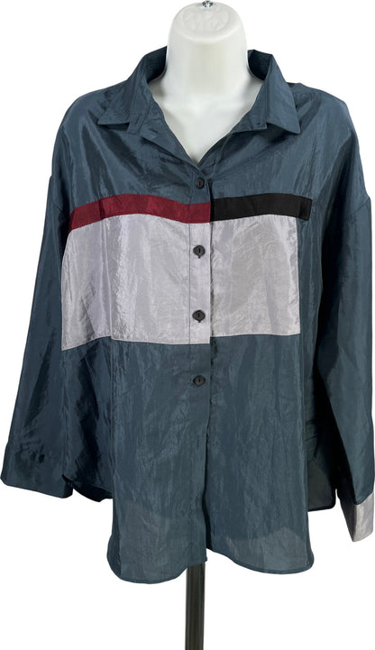 Terra SJ Apparel Women’s Moonlight Blue Long Sleeve Button Up Blouse - M