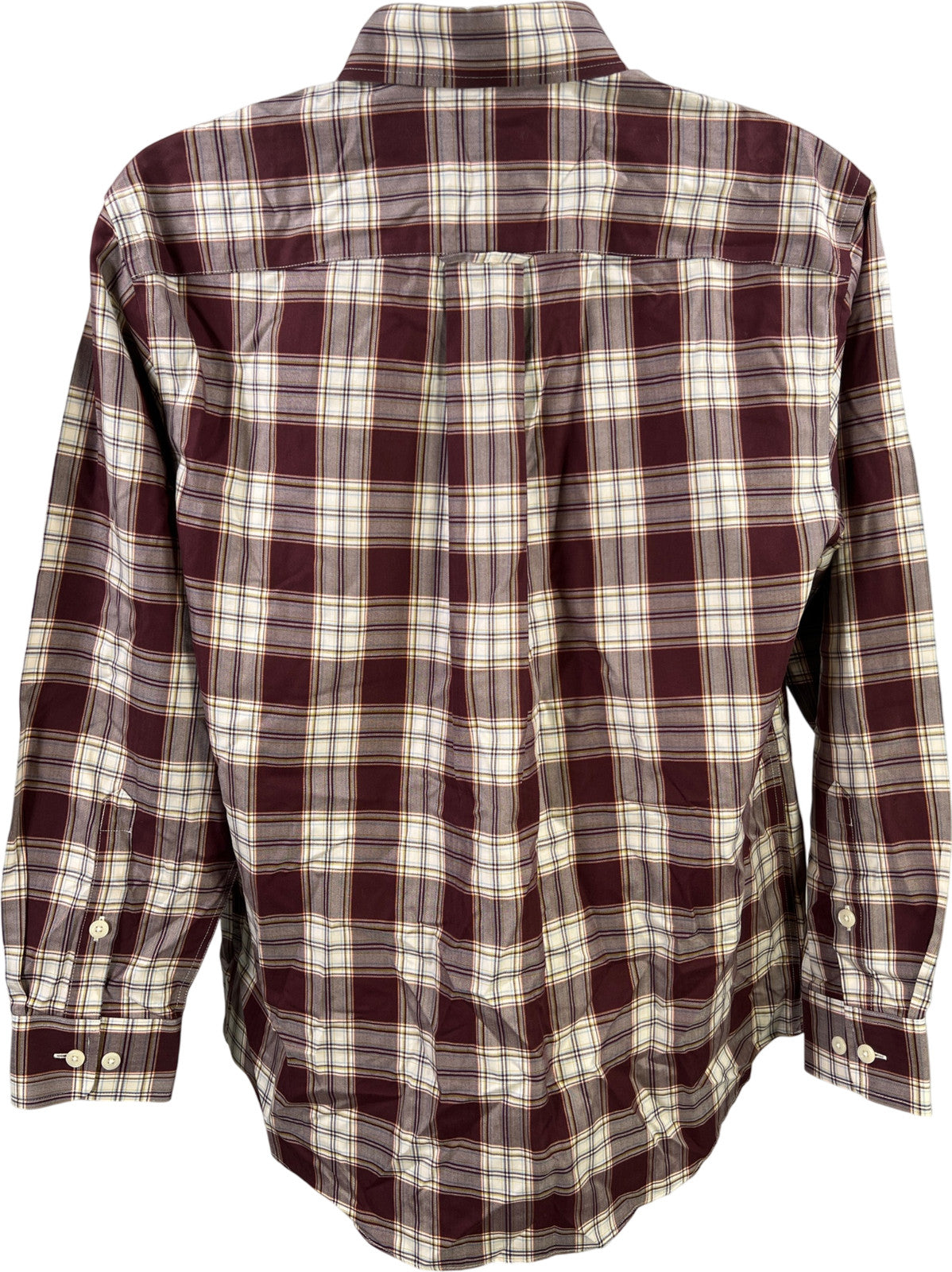 Orvis Men’s Dark Purple/Burgundy Plaid Long Sleeve Button Up Shirt - M