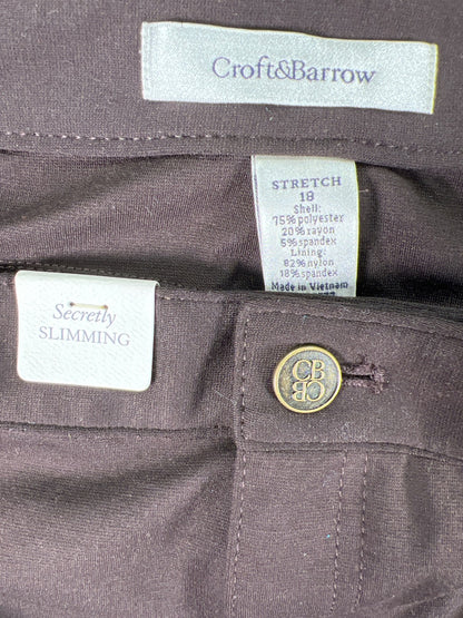 Croft and Barrow Women’s Brown Secretly Slimming Stretch Straight Leg Pants - 18