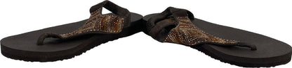 Skechers Women’s Brown Rhinestone Meditation Gypsy Slingback Flip Flops - 6