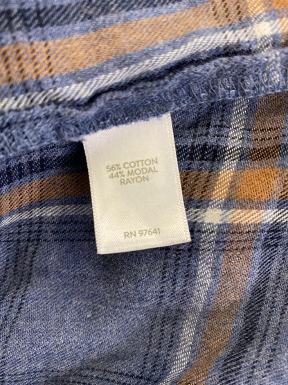 J.Jill Women’s Blue Plaid Soft 3/4 Sleeve Pullover Blouse - XS