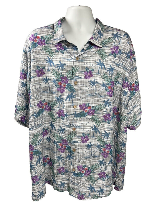 Tommy Bahama Men's Gray Floral Short Sleeve Button Up Shirt - 3XL Big