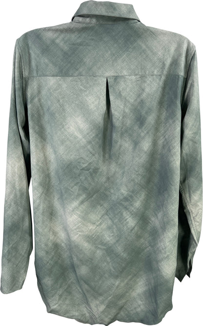 Athleta Women’s Blue/Green Long Breathable Sleeve Button Up Athletic Shirt - Sp