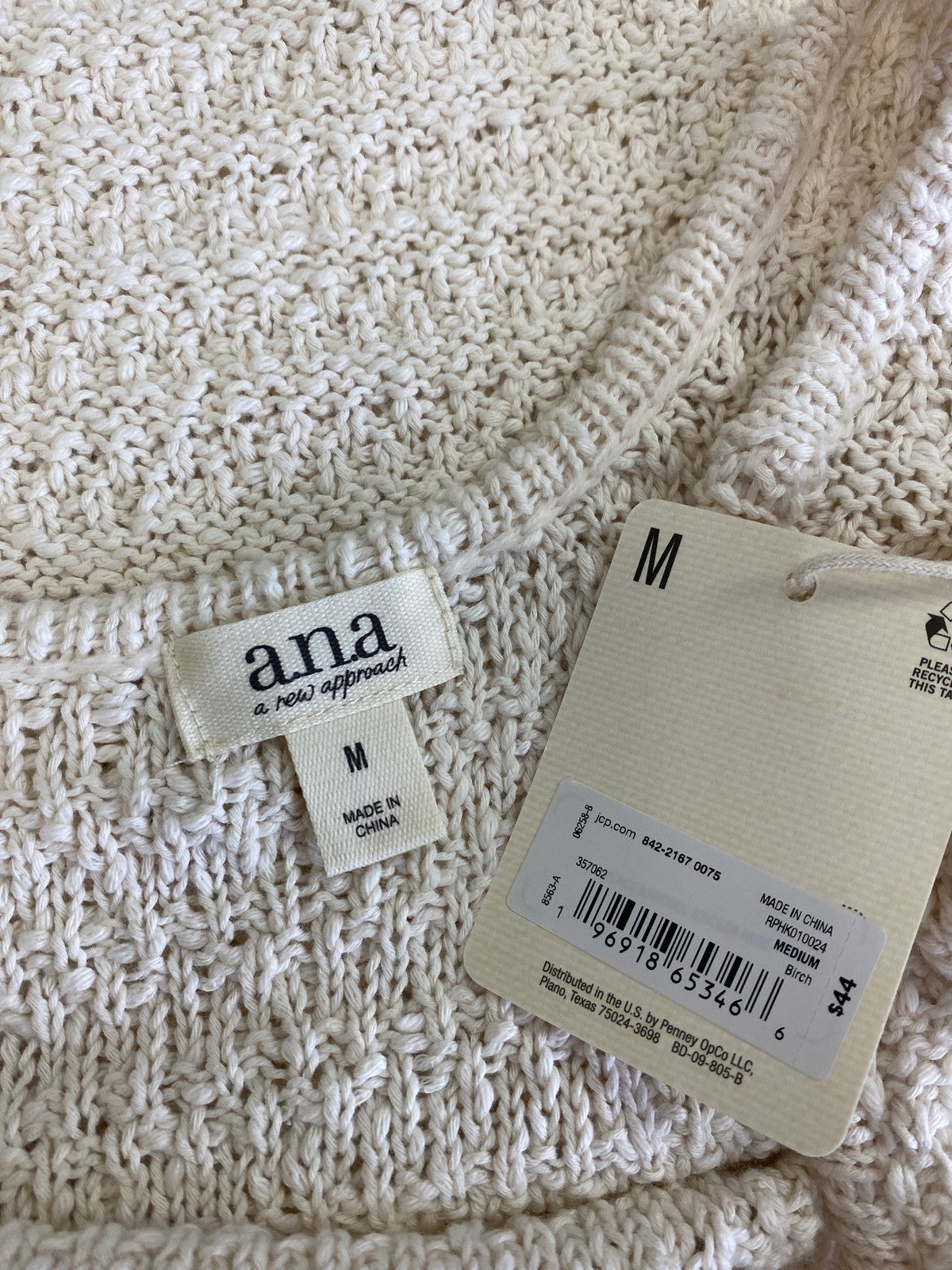 ANA Women’s Ivory Birch Crochet Sleeveless Tank Top - M