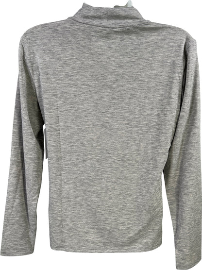 Nine West Women’s Gray Heathered Long Sleeve Mock Neck Shirt - M Petite
