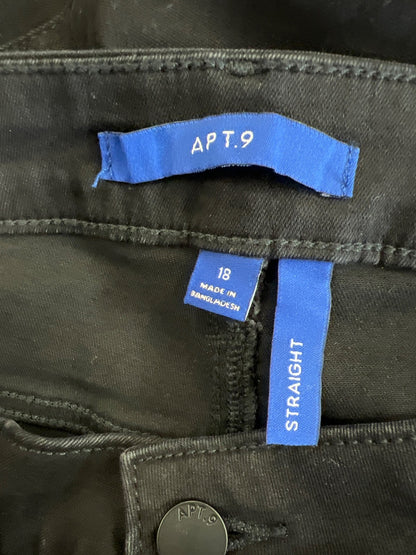 APT 9 Women’s Black High Rise Straight Denim Jeans - 18