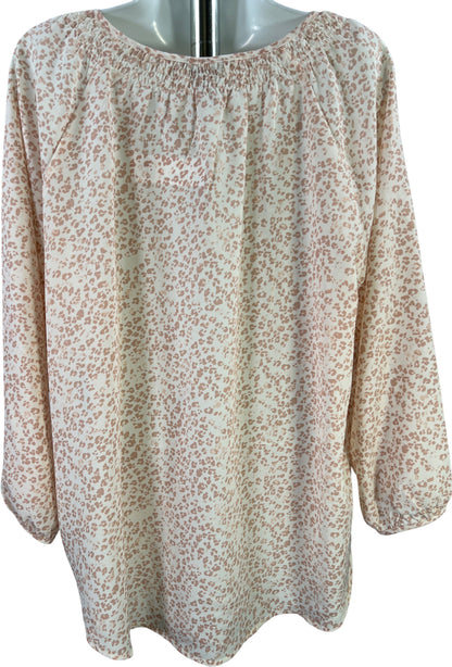 G.H Bass Women’s Pink/Ivory 3/4 Sleeve Blouse - XL