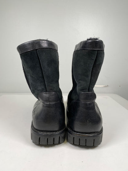 UGG Men’s Black Leather/Suede Shearling Lined Boots - 12