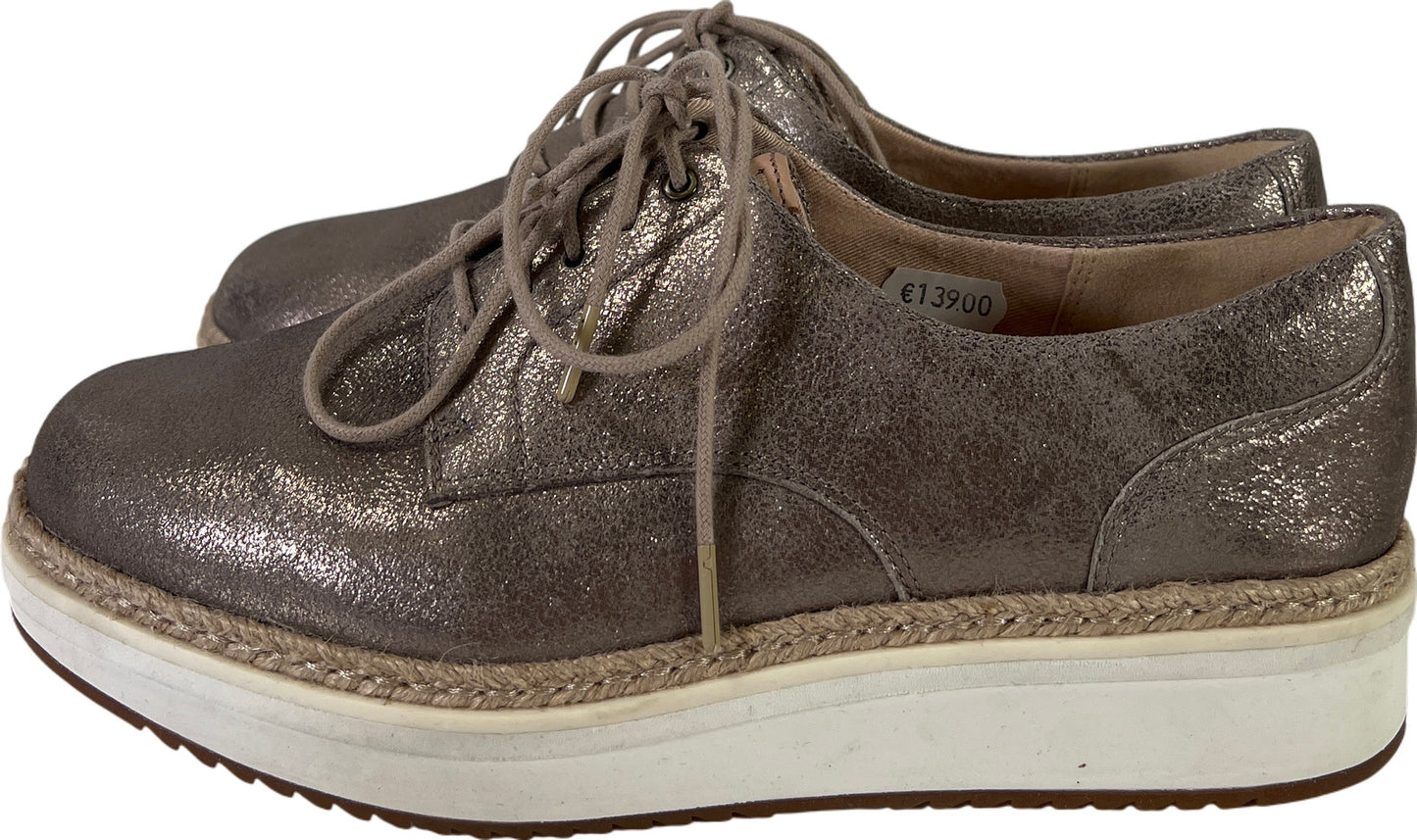 Clarks Artisan Womens Gold Pewter Metallic Teadale Platform Oxford Shoes - 7.5 W