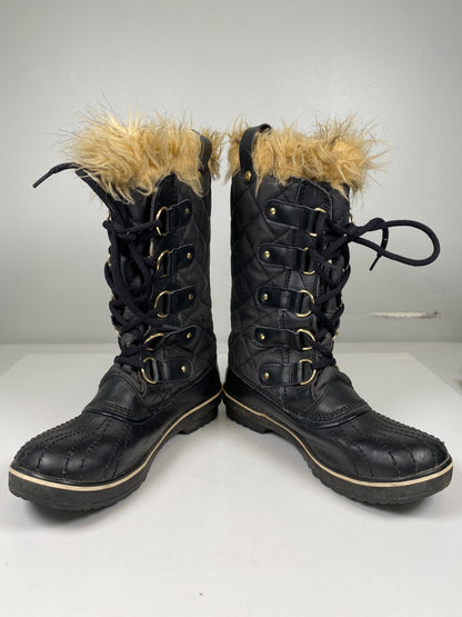 Sorel Women’s Black Leather Quilted Tofino Waterproof Winter Boots - 7.5