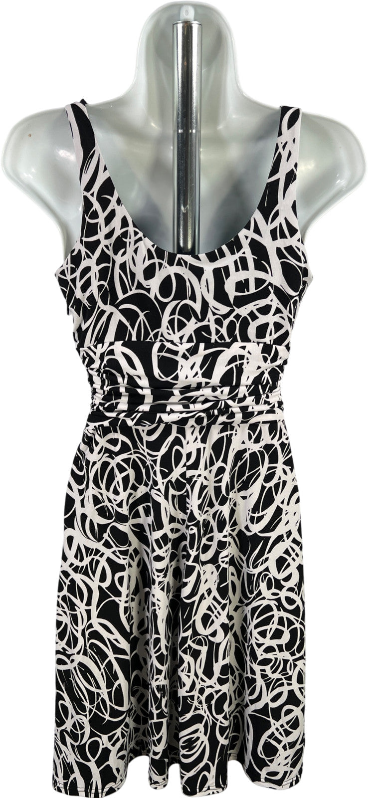 White House Black Market Women’s Black/White Sleeveless A-Line Dress - 0