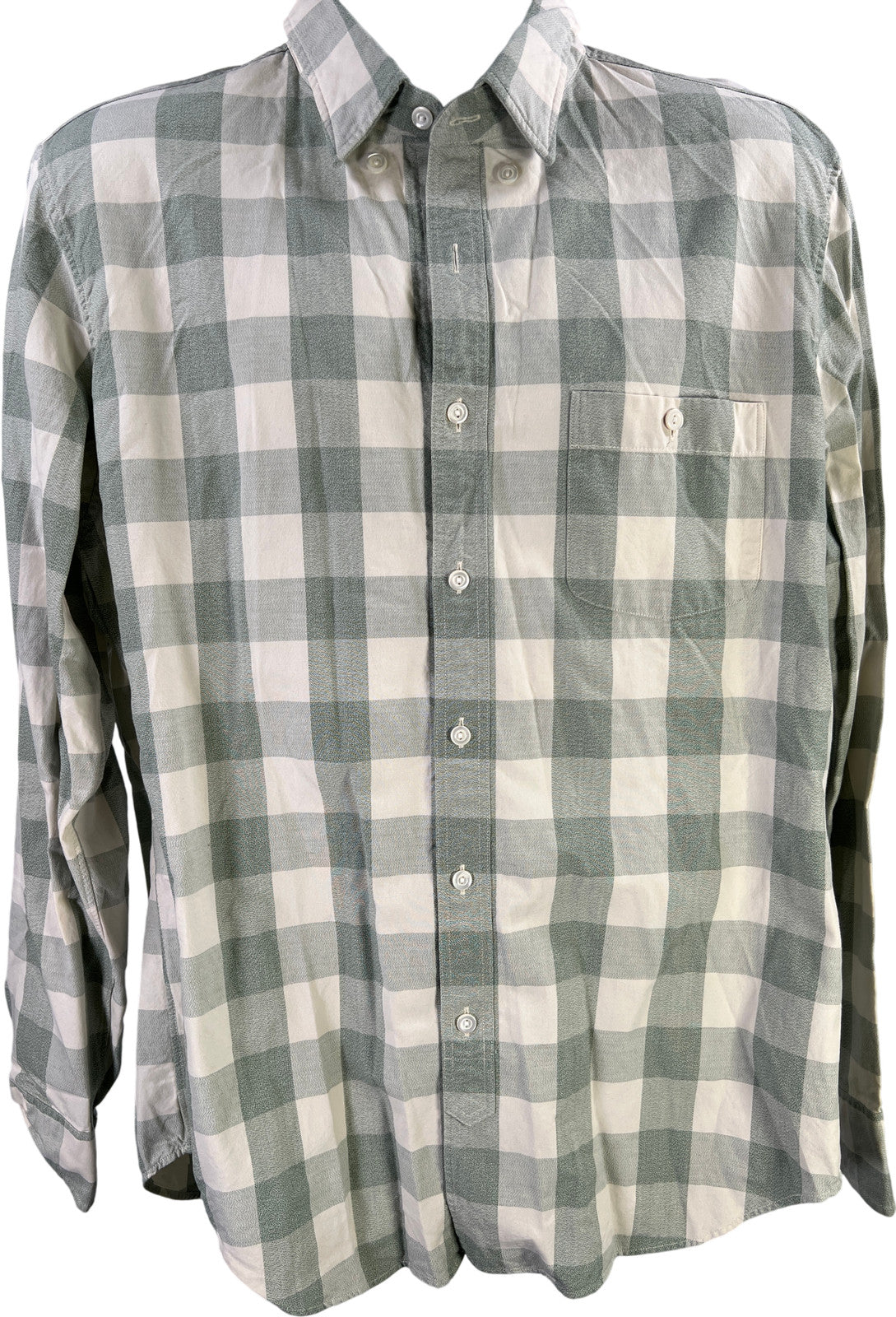 J.Crew Men’s Green/Ivory Plaid Long Sleeve Button Up Shirt - L