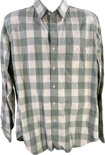 J.Crew Men’s Green/Ivory Plaid Long Sleeve Button Up Shirt - L