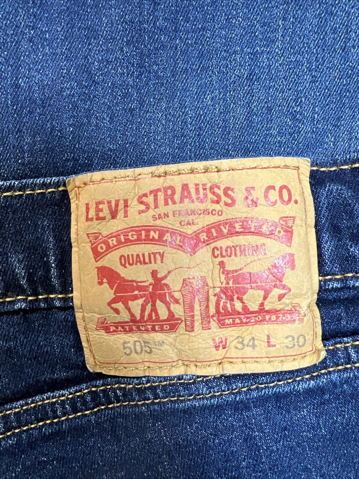Levi's Men's Dark Wash 505 Straight Leg Denim Jeans - 34x30
