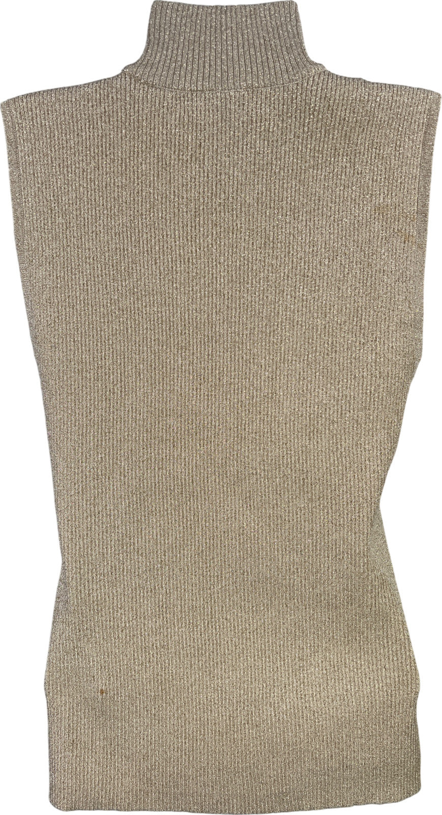 Cable and Gauge Women’s Beige Metallic Silk Sleeveless Sweater - L
