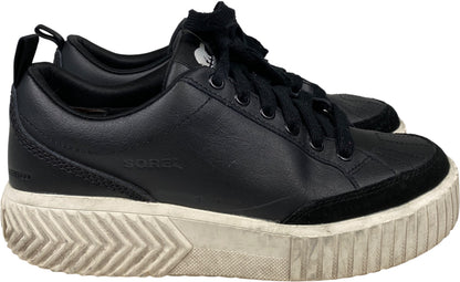 Sorel Women’s Black Leather Ona Ave Waterproof Platform Low Sneakers - 9