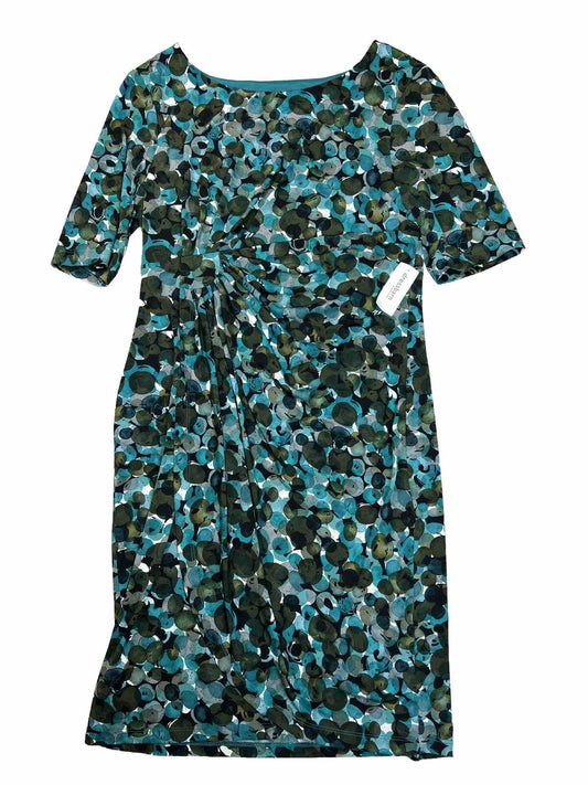 NEW Dressbarn Women's Blue Short Sleeve A-Line Dress - 14 Petite