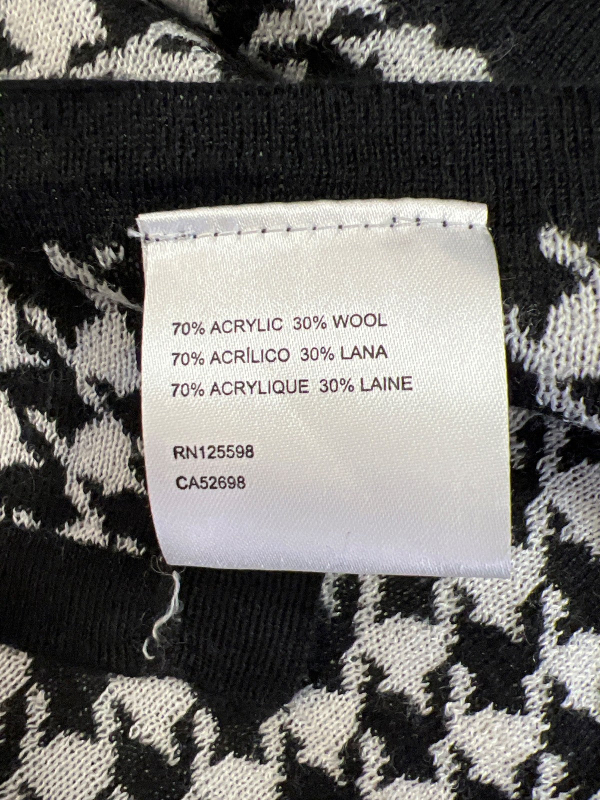 Ellen Tracy Women’s Black/White Short Loose Sleeve Cape Sweater - Petite Small