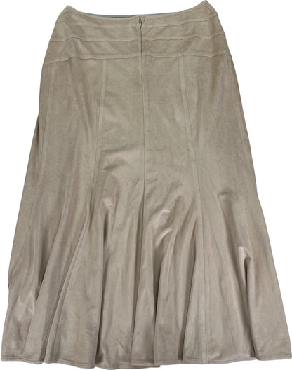 White House Black Market Women’s Beige Faux Suede Godet Midi Skirt - 4