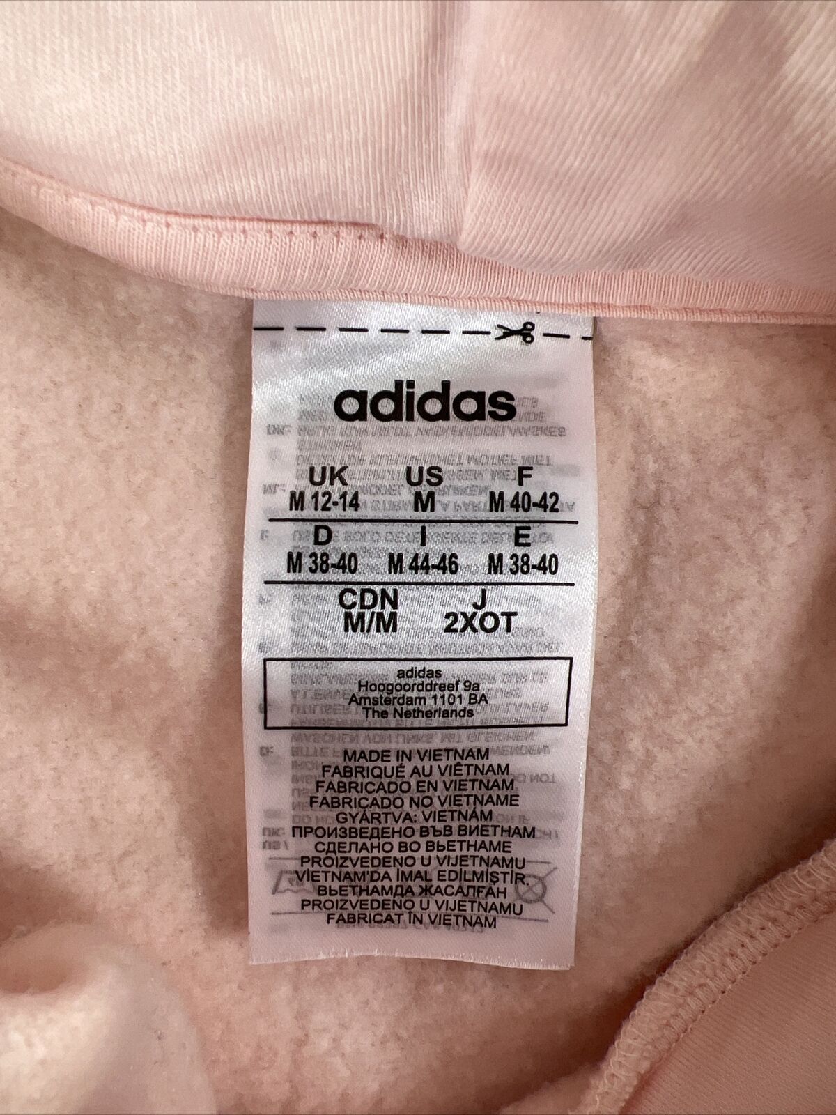 Adidas Women's Light Pink Long Sleeve Pullover Hoodie Sweatshirt - M