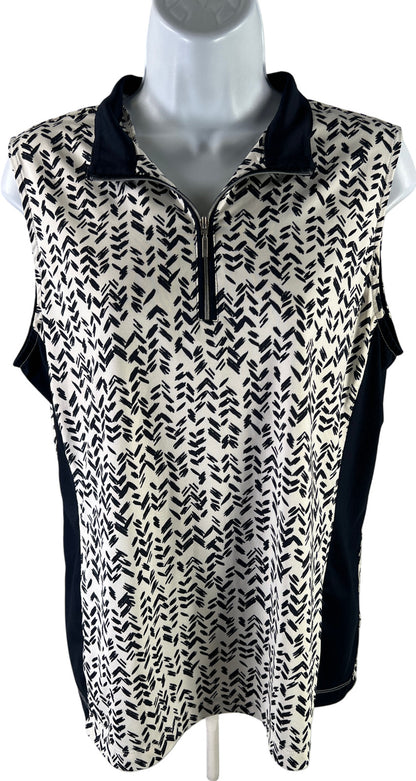 TAIL Women’s White & Blue White Label 1/4 Sleeve Sleeveless Shirt - L