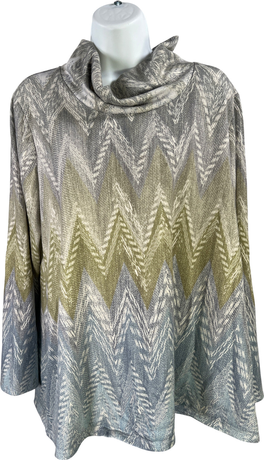 Chico’s Women’s Green/Blue Cowl Neck Long Sleeve Thin Sweater - 2/US L