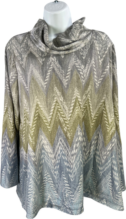 Chico’s Women’s Green/Blue Cowl Neck Long Sleeve Thin Sweater - 2/US L