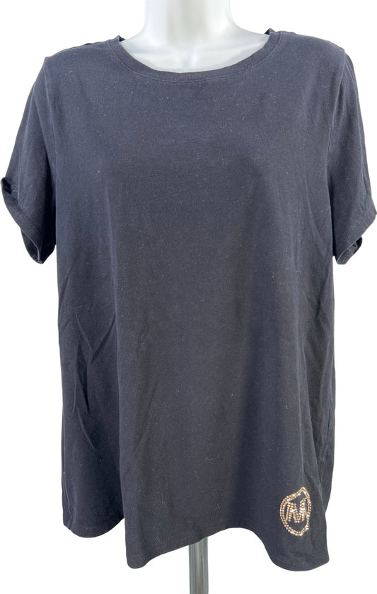 Michael Kors Women’s Black Rhinestone Logo Short Sleeve T-Shirt - Plus 1X